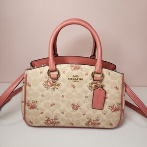 NWT Coach CAL35 Savannah Small Carryall Bag With Floral Print Gold/Sand